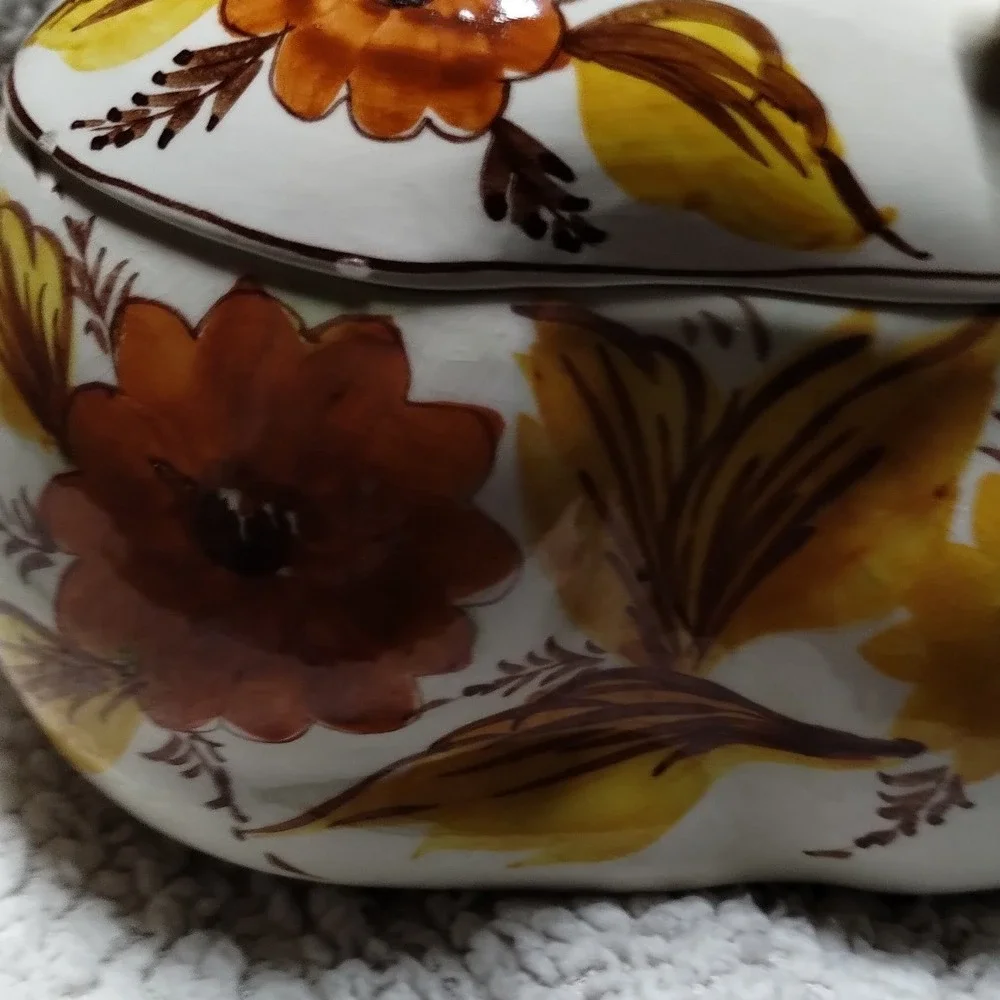 Vintage SECLA Portugal Bunny‎ Covered Dish Hand Painted Floral Rabbit